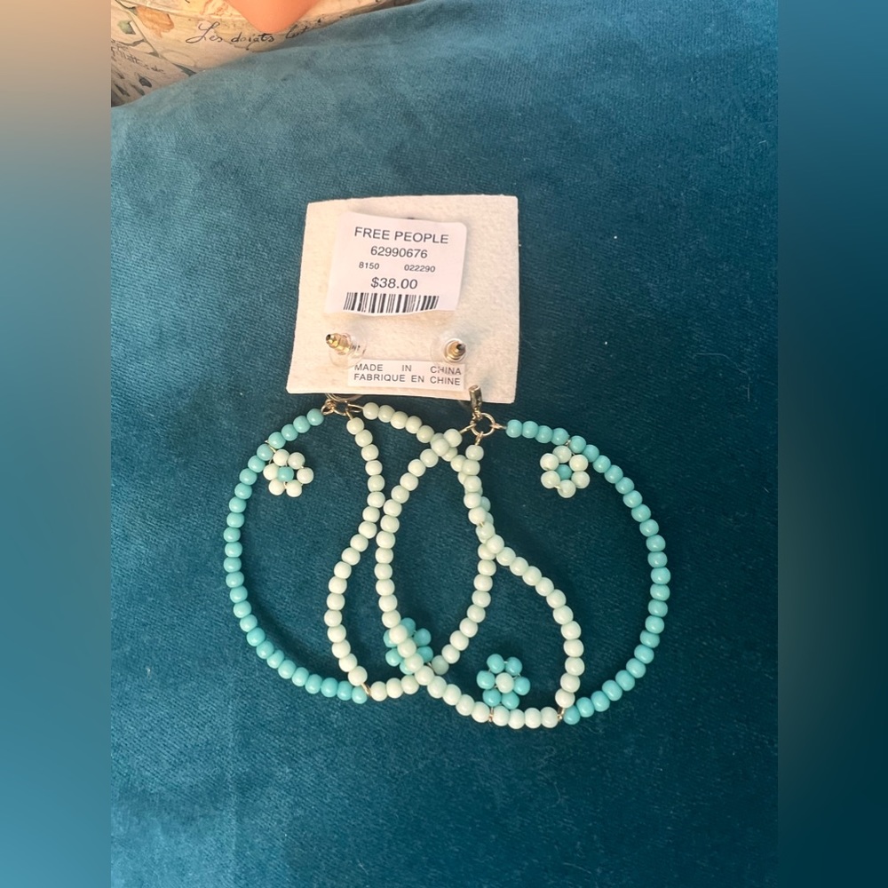 Free People Earrings, NWT, light turquoise
